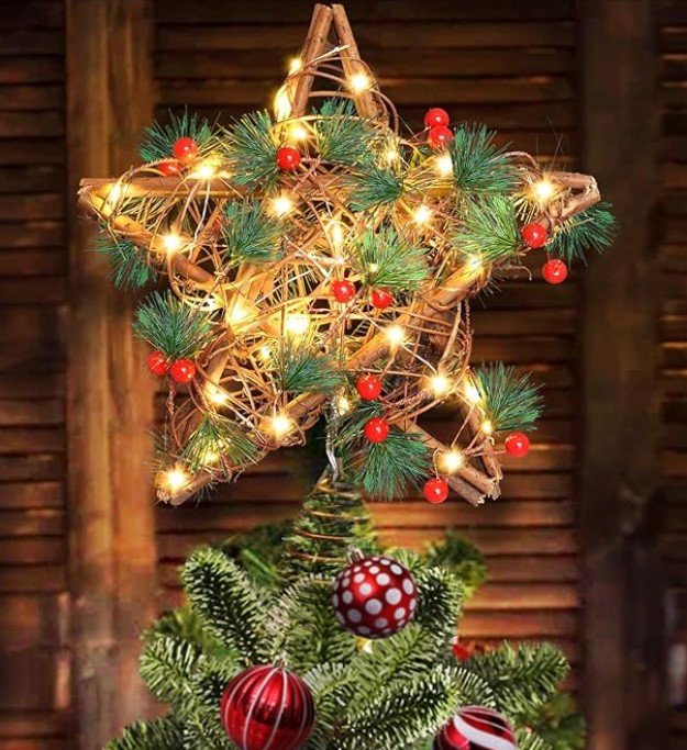 lighted christmas tree topper rustic