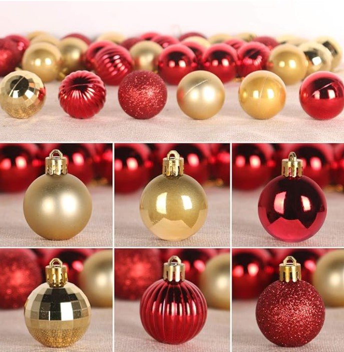 mini christmas tree ornaments red and gold